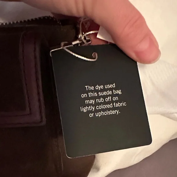 NWT Banana republic Brown Suede Dual Pocket Shoulder Bag with Silver Hardware - Picture 3 of 7